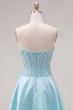Corsetto di perle gialli Sweetheart A-Line Corset cocktail con fiocco