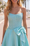 Corsetto di perle gialli Sweetheart A-Line Corset cocktail con fiocco