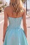 Corsetto di perle gialli Sweetheart A-Line Corset cocktail con fiocco