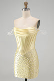 Corsetto corno corconico con spalle scoperte e corto da fine fine con perline