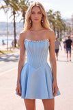 Abito di cocktail in raso A-Line Corset Perle Fucsia Sweetheart