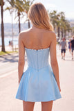 Abito di cocktail in raso A-Line Corset Perle Fucsia Sweetheart