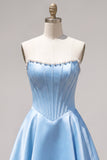 Abito di cocktail in raso A-Line Corset Perle Fucsia Sweetheart
