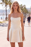 Abito di cocktail in raso A-Line Corset Perle Fucsia Sweetheart