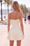 Abito di cocktail in raso A-Line Corset Perle Fucsia Sweetheart