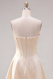 Abito di cocktail in raso A-Line Corset Perle Fucsia Sweetheart