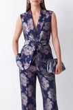 Completi da donna con bavero Jacquard Jacquard a 2 pezzi con cintura