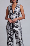Completi femminili a V-neck rosa blu navy rosa con cintura