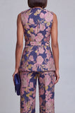 Completi femminili a V-neck rosa blu navy rosa con cintura