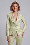 Abiti da donna floreali a due pezzi in stile scialle verde salvia