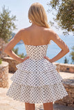 Corsetto bianco a linea A per l'amico Abito del Ritorno a Scale a Livelli
