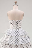 Corsetto bianco a linea A per l'amico Abito del Ritorno a Scale a Livelli