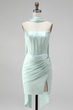 Vestito di cocktail con corsetto bodycon senza spalline menta