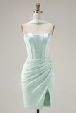 Vestito di Homecoming con corsetto bodycon senza spalline menta