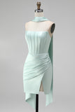 Vestito di cocktail con corsetto bodycon senza spalline menta