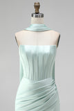Vestito di cocktail con corsetto bodycon senza spalline menta