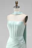 Vestito di cocktail con corsetto bodycon senza spalline menta