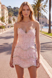 Abito di Homecoming Bodycon Rosa Sweetheart con perline