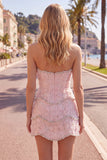Abito di Homecoming Bodycon Rosa Sweetheart con perline