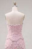 Abito di Homecoming Bodycon Rosa Sweetheart con perline