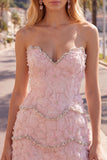 Abito di Homecoming Bodycon Rosa Sweetheart con perline