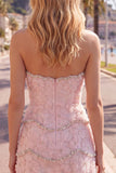Abito di Homecoming Bodycon Rosa Sweetheart con perline
