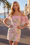 Abito di Homecoming rosa bodycon con cornice scoperta e paillettes
