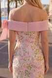 Abito di Homecoming rosa bodycon con cornice scoperta e paillettes