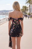 Abito nero, bodycon scolla, floreale di homecoming con fascia