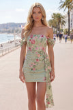 Abito nero, bodycon scolla, floreale di homecoming con fascia