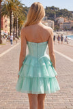Vestito di Homecoming a livelli in chiffon A-Line Mint Sweetheart Corset