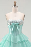 Vestito di Homecoming a livelli in chiffon A-Line Mint Sweetheart Corset