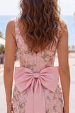 Abito rosa bodycon bodycon floreale per il ritorno a casa con fessura