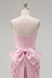 Vestito di Homecoming a casa corsetto floreale rosa bodycon floreali senza spalline