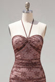 Abito di Homecoming con Bodycon Necker Necker con scollo arricciato e perline