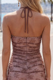Abito di Homecoming con Bodycon Necker Necker con scollo arricciato e perline