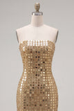 Abito di Homecoming Bodycon Dorato Spalline Dorato Scintillante