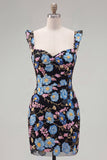 Abito di Homecoming Bodycon Heartin ricamato con paillettes floreali gialle
