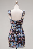 Abito di Homecoming Bodycon Heartin ricamato con paillettes floreali gialle