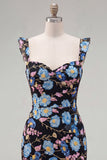 Abito di Homecoming Bodycon Heartin ricamato con paillettes floreali gialle