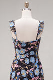 Abito di Homecoming Bodycon Heartin ricamato con paillettes floreali gialle