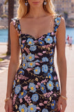 Abito di Homecoming Bodycon Heartin ricamato con paillettes floreali gialle