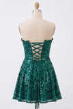 Corsetto verde scuro con paillettes a fila a fila scintillante Abito di Homecoming