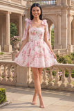 Vestito di fine aula a fior rosa bianco rosa con spalle spesse in chiffon per il ritorno alla casa