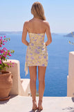 Abito di Homecoming giallo chiaro bodycon bodycon una sola spalla con fascia