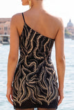 Abito di Homecoming con paillettes nere con paillettes scintillanti