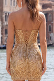 Vestito di Homecoming con paillettes Bodycon Fucsia Fucsia Scintillante con Pizzo Indietro