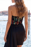 Sweetheart Red Bodycon Corsetto trasparente con paillettes Abito di Homecoming con fascia
