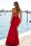 Sweetheart Red Bodycon Corsetto trasparente con paillettes Abito di Homecoming con fascia