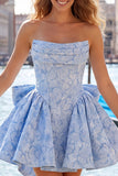 Vestito di ritorno a casa rosa acceso, floreale senza spalline in stile Jacquard A-line, con pizzo sulla schiena